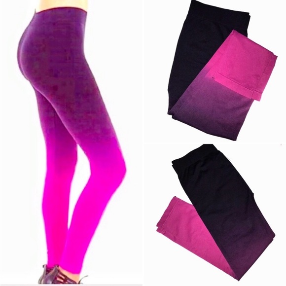 WOMENS LEGGINGS BLACK & FUCHSIA LADIES SM/MED NWT - Picture 5 of 5